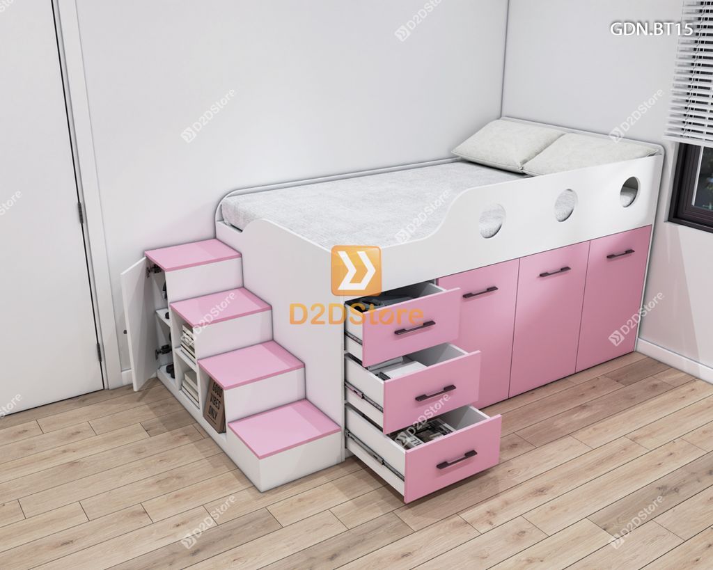 Giường ngủ kết hợp bàn học tủ áo GDN.BT15