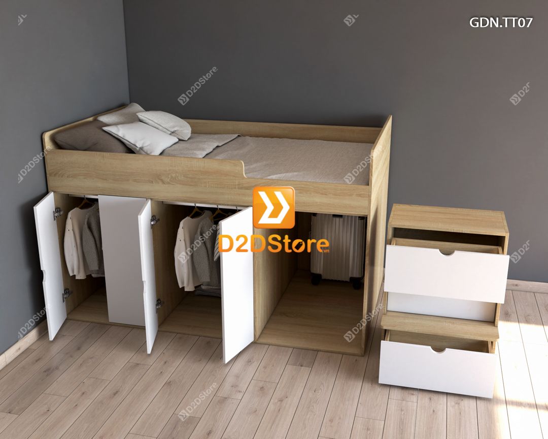  Giường kết hợp tủ áo thấp GDN.TT07 