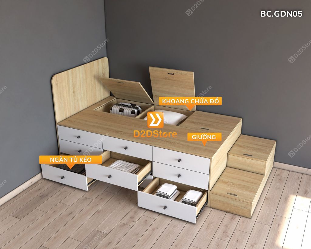 Giường đa năng thông minh nhiều kích thước mã BC.GDN05