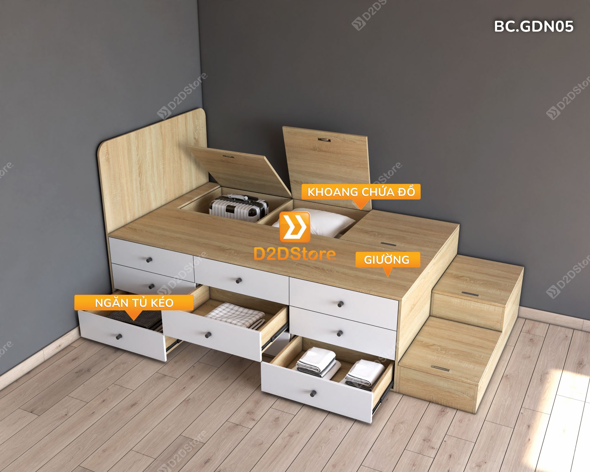  Giường đa năng thông minh nhiều kích thước mã BC.GDN05 