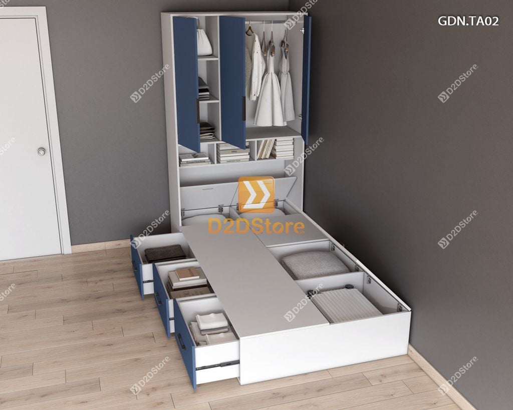 Giường ngủ kết hợp tủ áo GDN.TA02