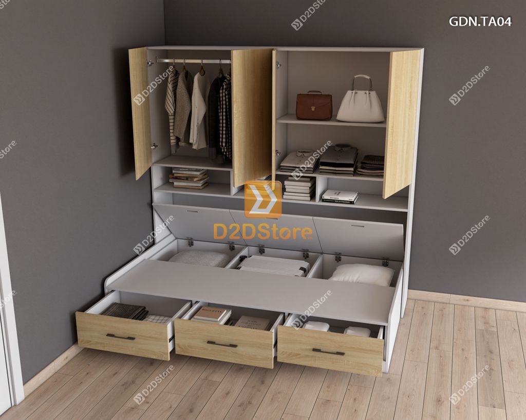 Giường ngủ kết hợp tủ áo GDN.TA04