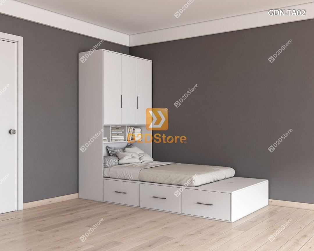  Giường ngủ kết hợp tủ áo GDN.TA02 