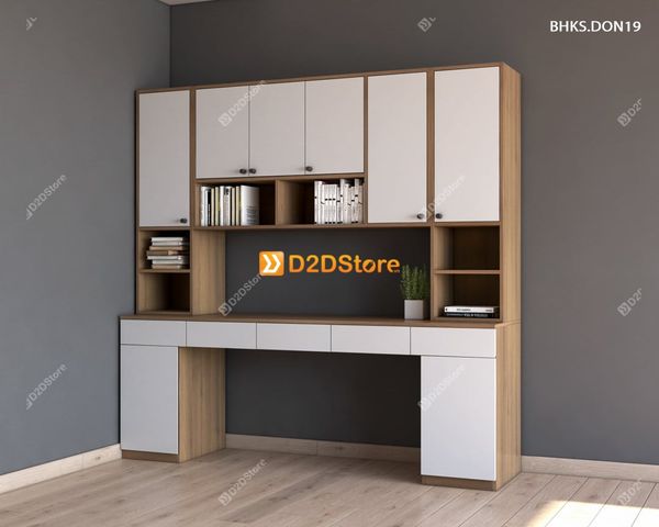 Bàn học đơn cho bé có kệ sách BHKS.DON19