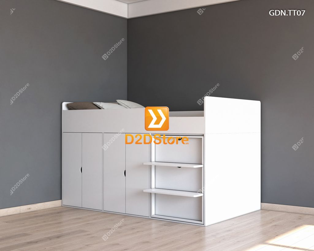 Giường kết hợp tủ áo thấp GDN.TT07