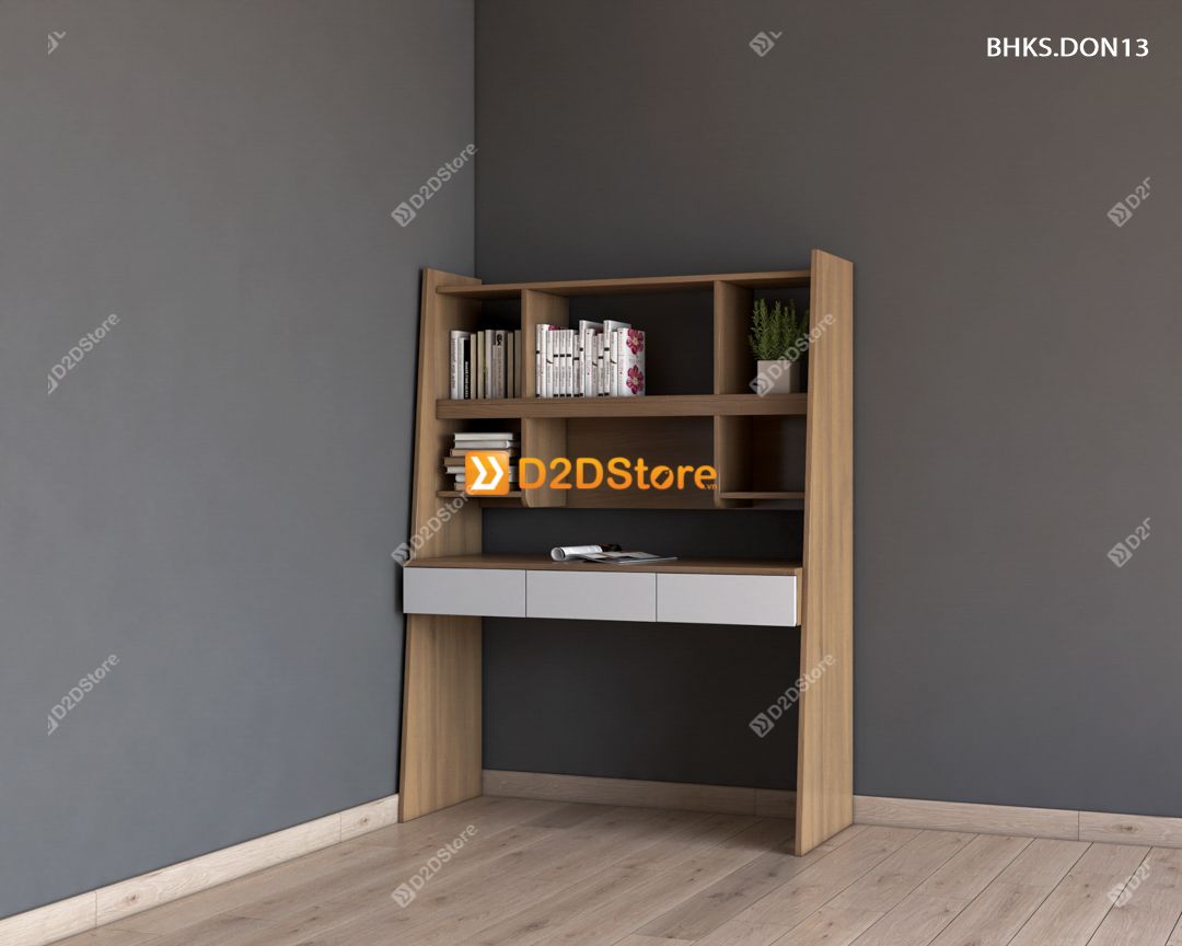  Bàn học đơn cho bé có kệ sách BHKS.DON13 