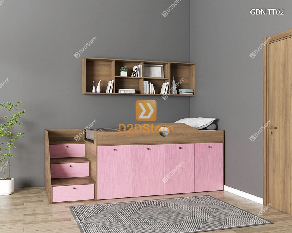 Giường kết hợp tủ áo thấp GDN.TT02