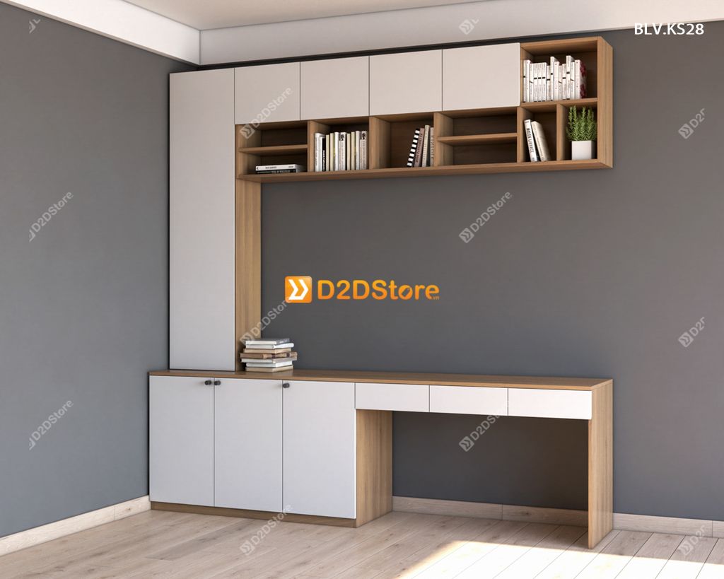 Bàn làm việc kết hợp kệ sách BLV.KS28