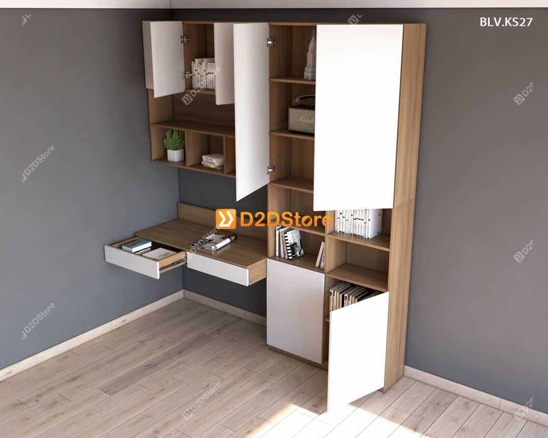  Bàn làm việc kết hợp kệ sách BLV.KS27 