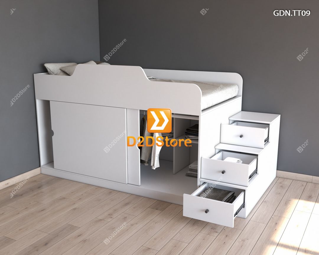  Giường kết hợp tủ áo thấp GDN.TT09 