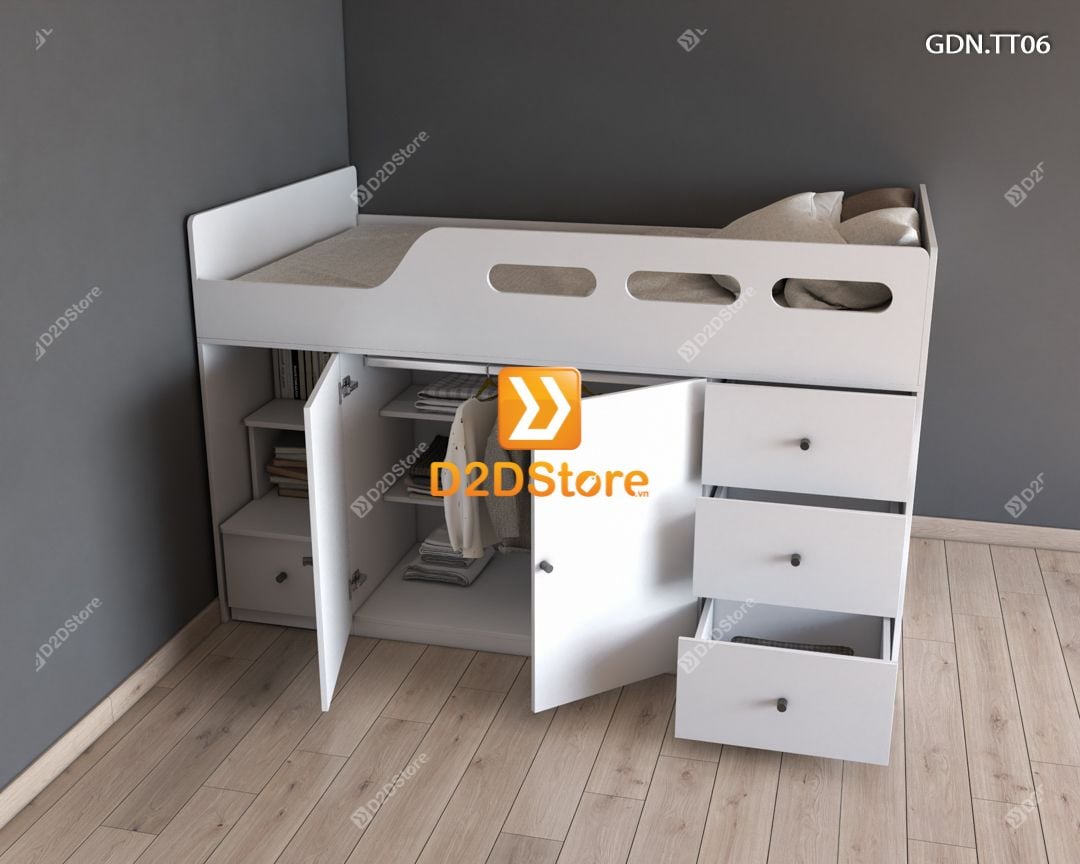  Giường kết hợp tủ áo thấp GDN.TT06 