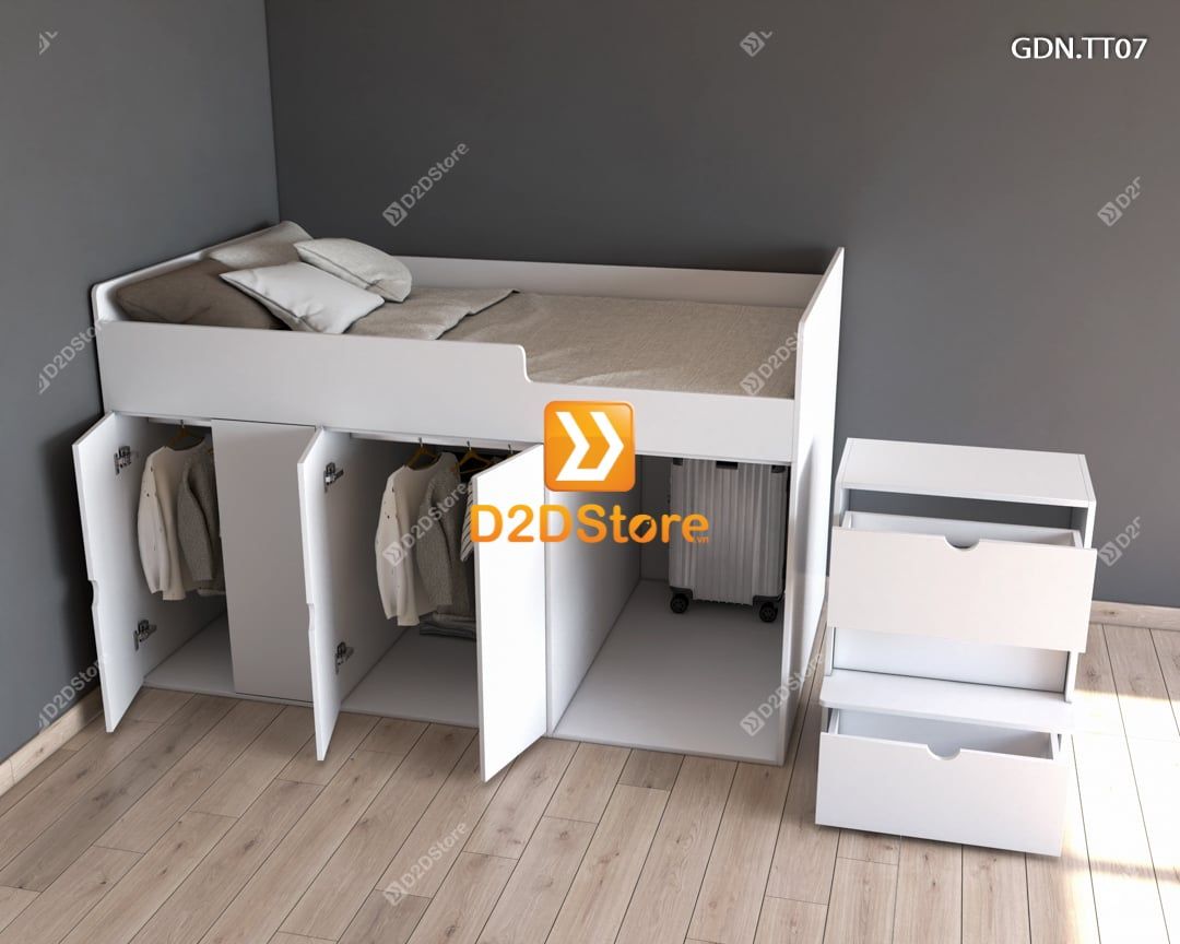  Giường kết hợp tủ áo thấp GDN.TT07 