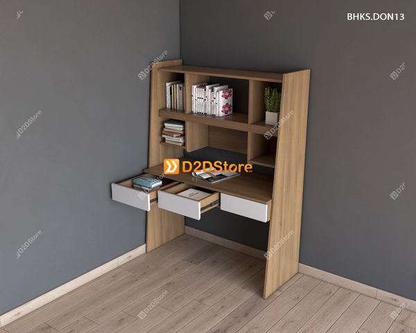 Bàn học đơn cho bé có kệ sách BHKS.DON13