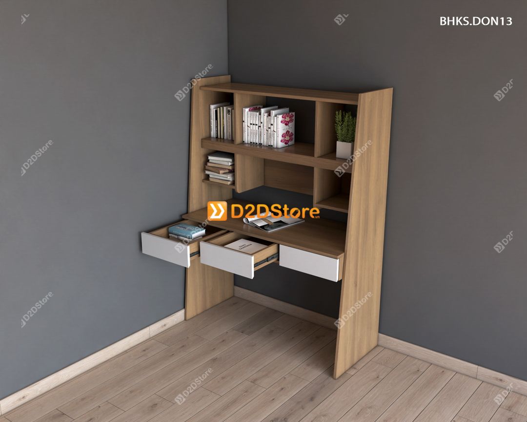  Bàn học đơn cho bé có kệ sách BHKS.DON13 