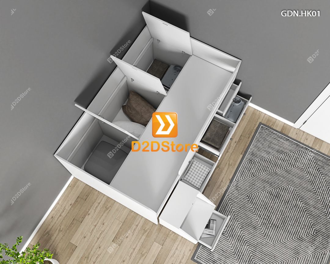  Giường ngủ kết hợp nhiều hộc kéo GDN.HK01 