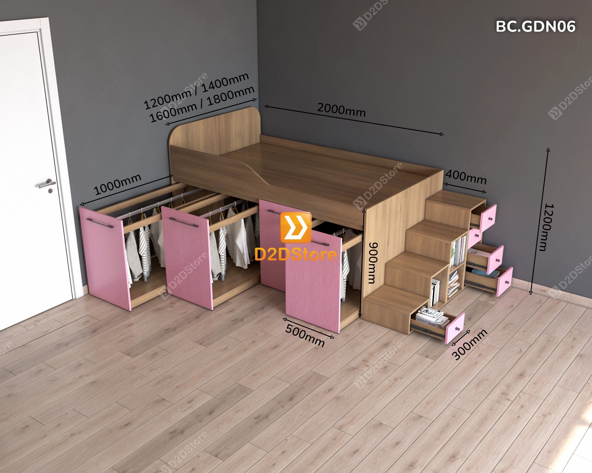  Giường thông minh kết hợp tủ kéo mã BC.GDN06 