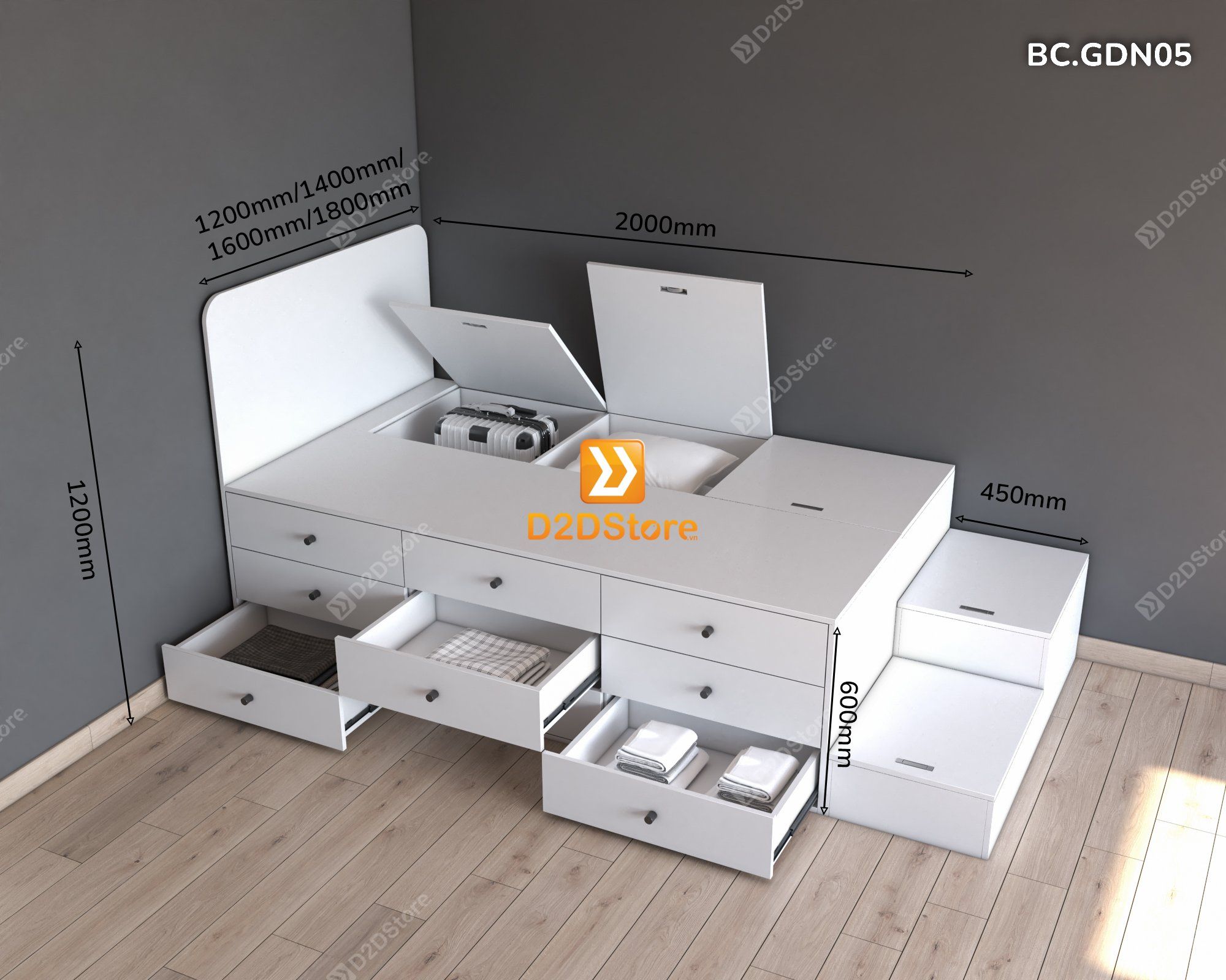  Giường đa năng thông minh nhiều kích thước mã BC.GDN05 