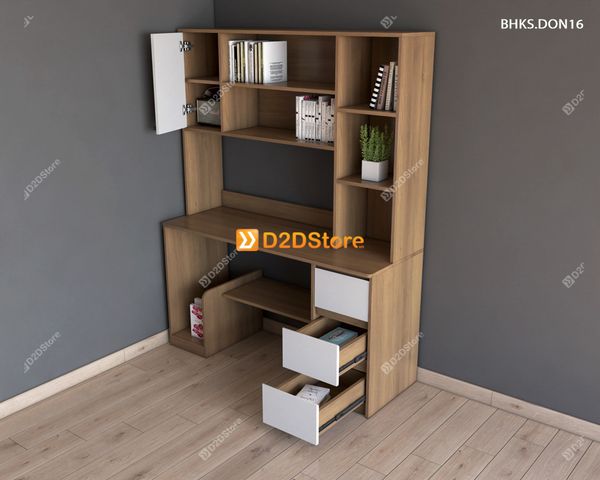 Bàn học đơn cho bé có kệ sách BHKS.DON16