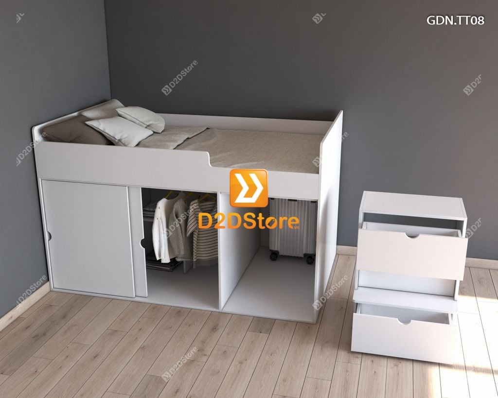 Giường kết hợp tủ áo thấp GDN.TT08