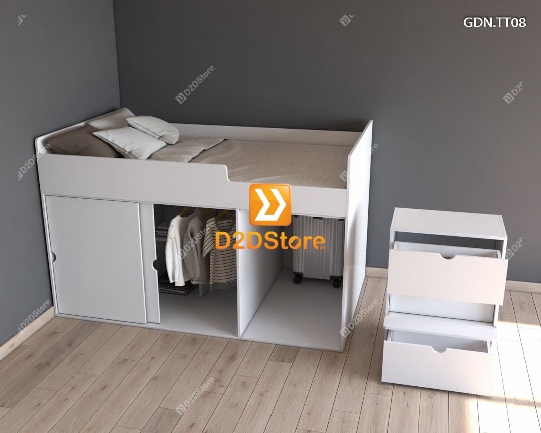  Giường kết hợp tủ áo thấp GDN.TT08 