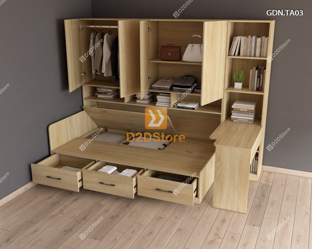  Giường ngủ kết hợp tủ áo GDN.TA03 