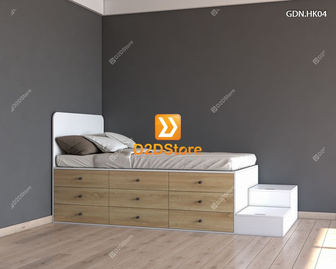  Giường ngủ kết hợp nhiều hộc kéo GDN.HK04 