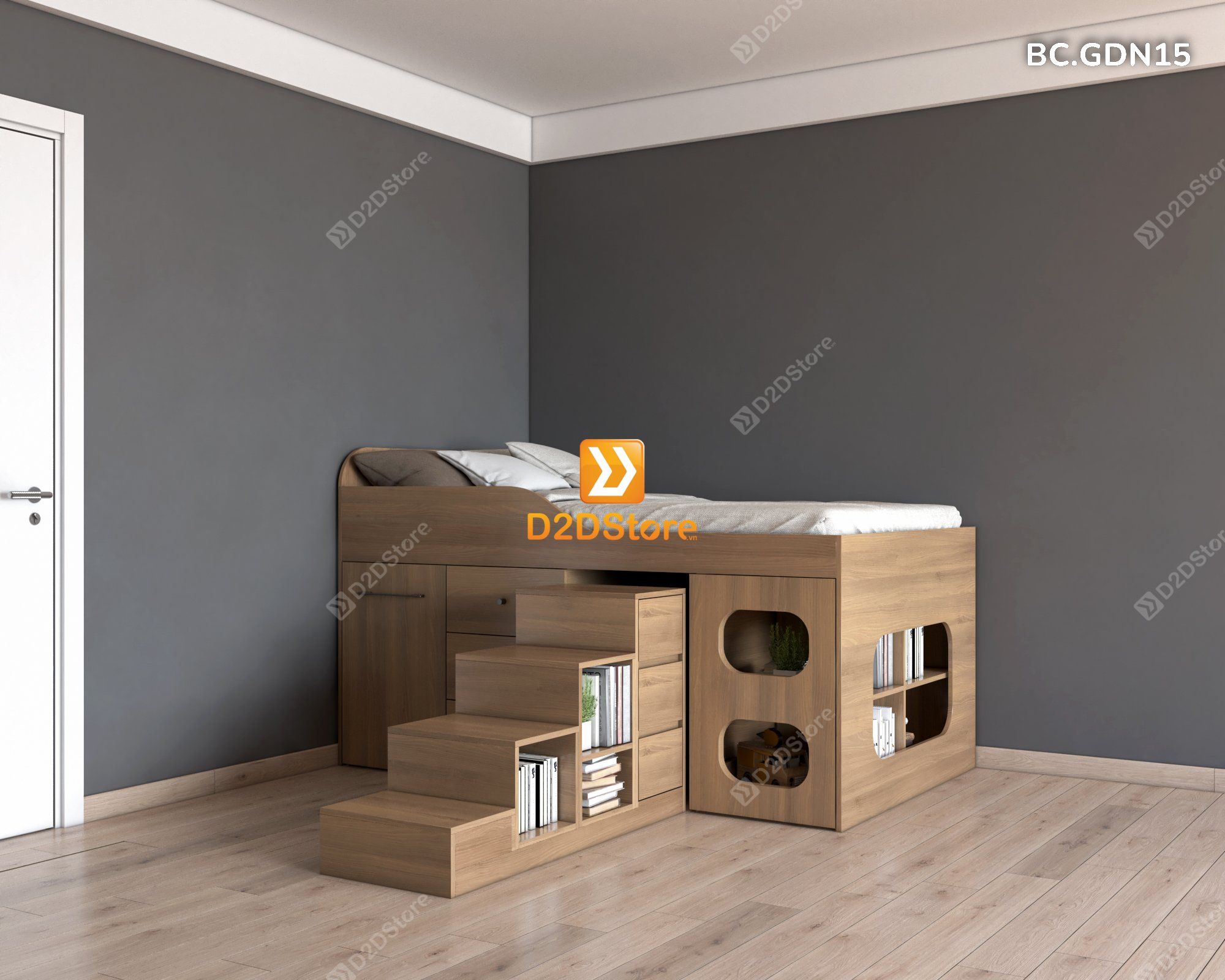  Giường đa năng kết hợp bàn học và tủ kéo mã BC.GDN15 