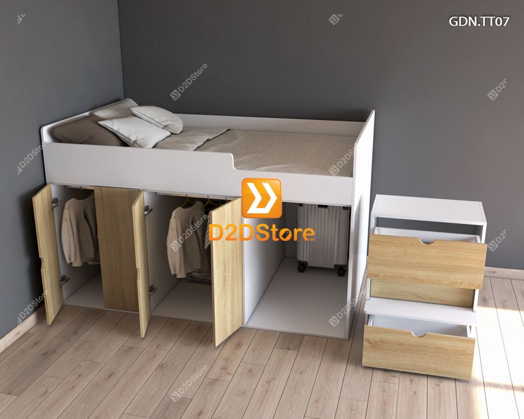 Giường kết hợp tủ áo thấp GDN.TT07