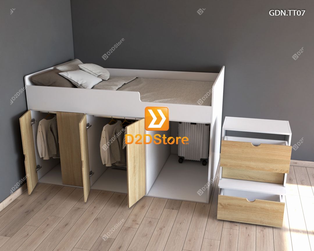  Giường kết hợp tủ áo thấp GDN.TT07 