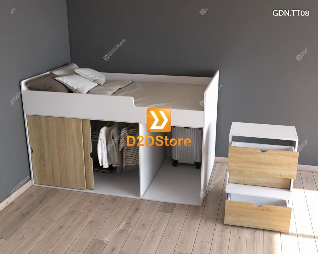  Giường kết hợp tủ áo thấp GDN.TT08 
