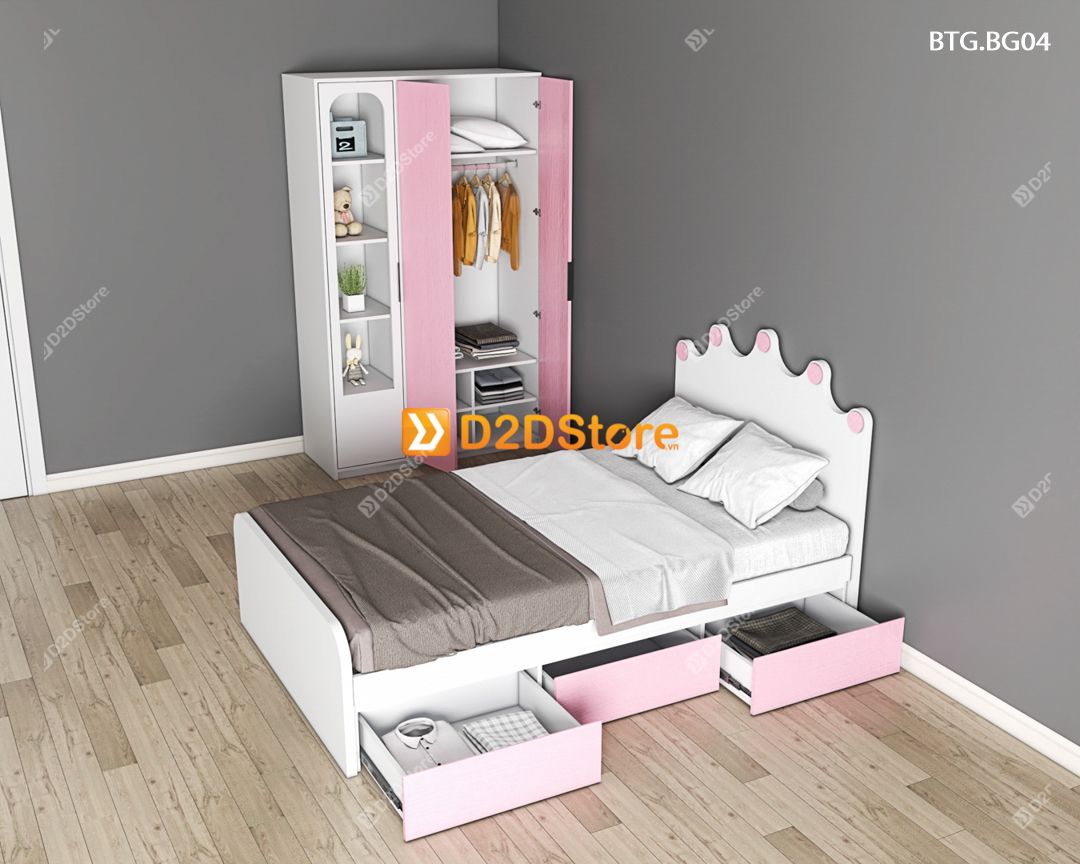  Bộ giường tủ phòng ngủ bé gái BTG.BG04 
