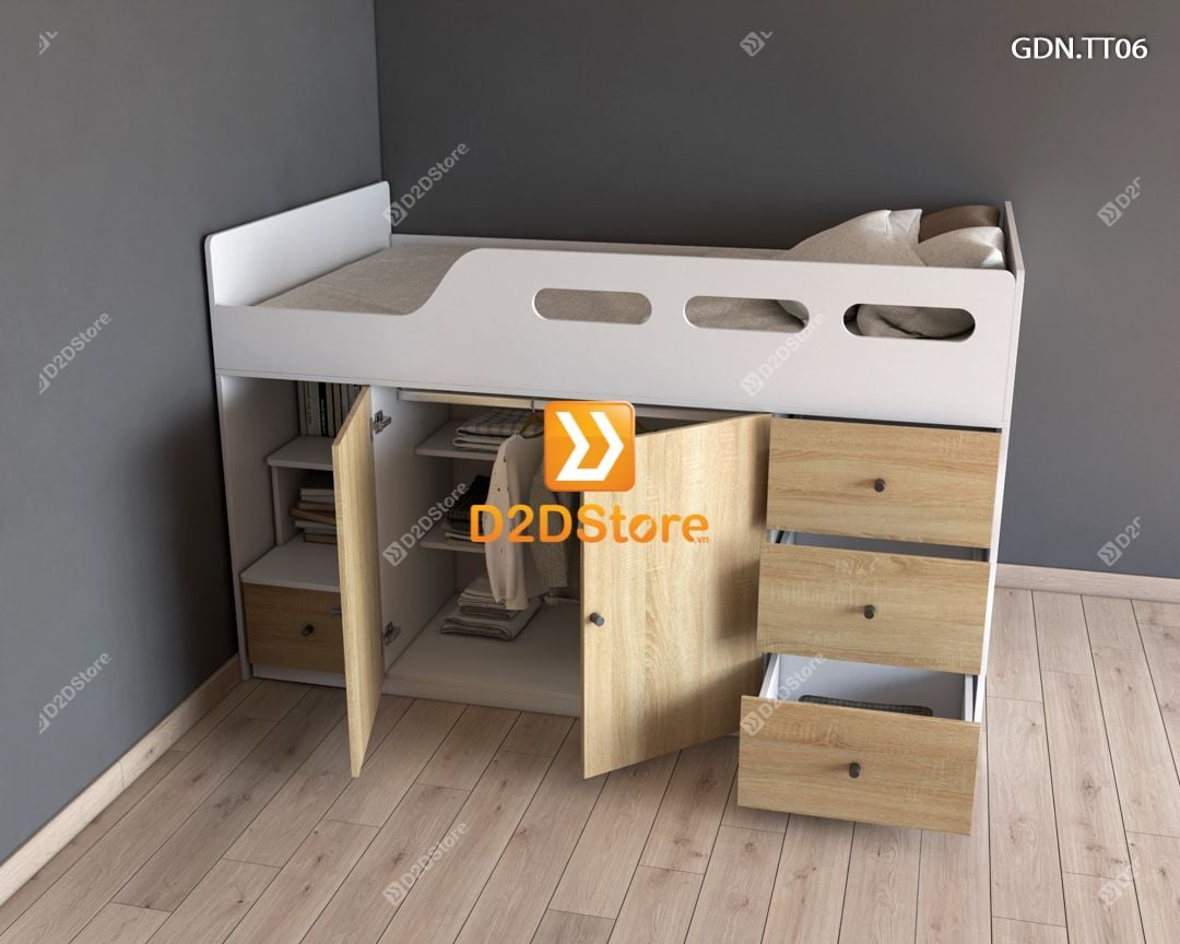  Giường kết hợp tủ áo thấp GDN.TT06 