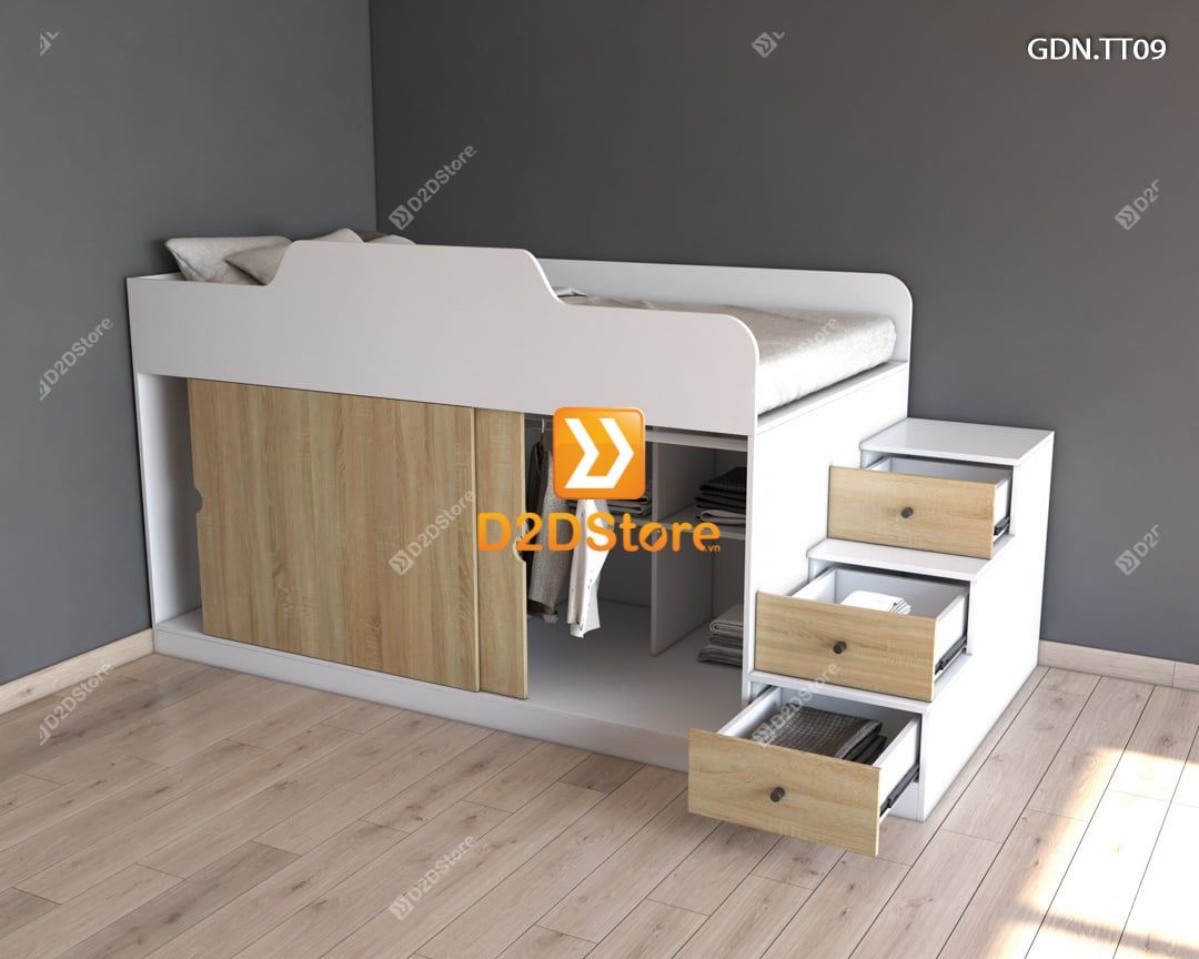 Giường kết hợp tủ áo thấp GDN.TT09 