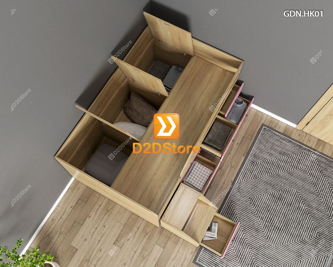  Giường ngủ kết hợp nhiều hộc kéo GDN.HK01 