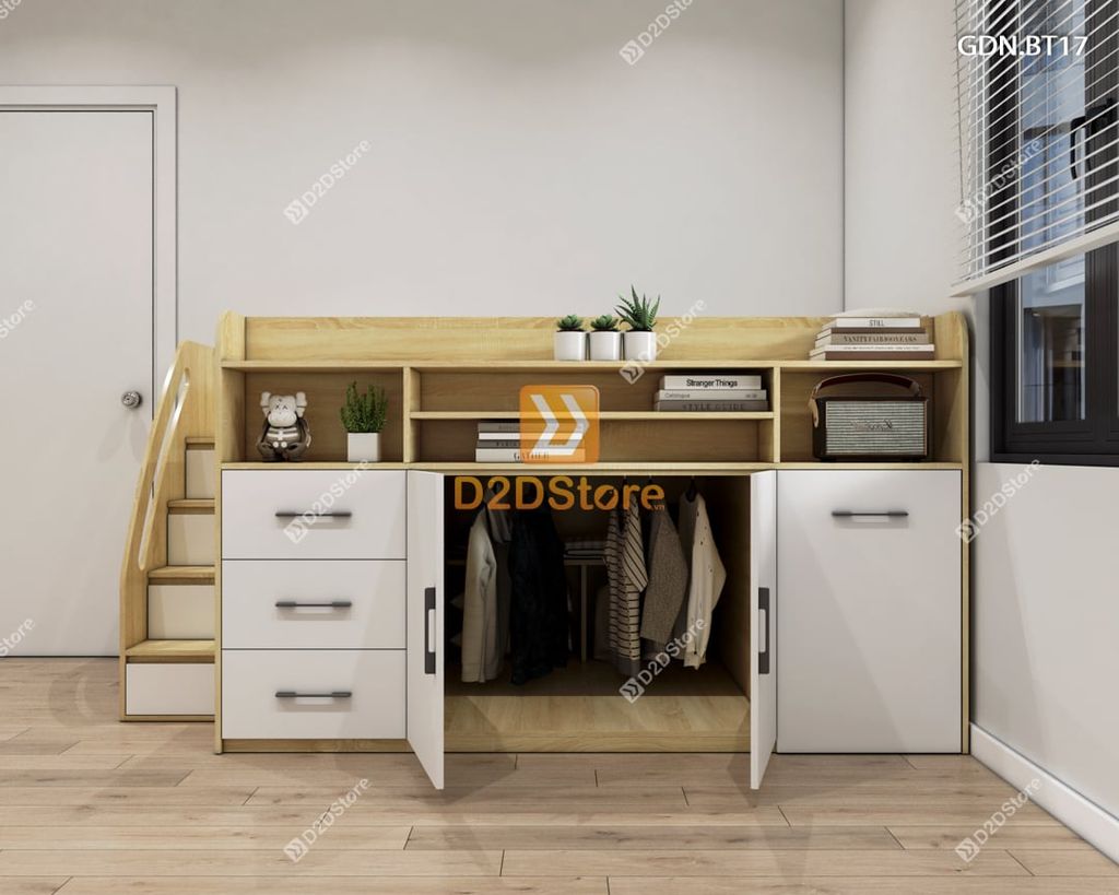 Giường ngủ kết hợp bàn học tủ áo GDN.BT17