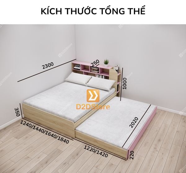 Giường kéo 2 tầng mẹ bồng con GDN.MC08