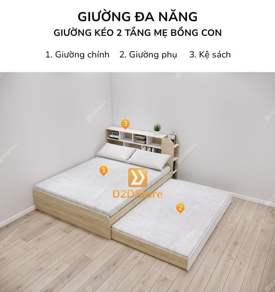 Giường kéo 2 tầng mẹ bồng con GDN.MC08
