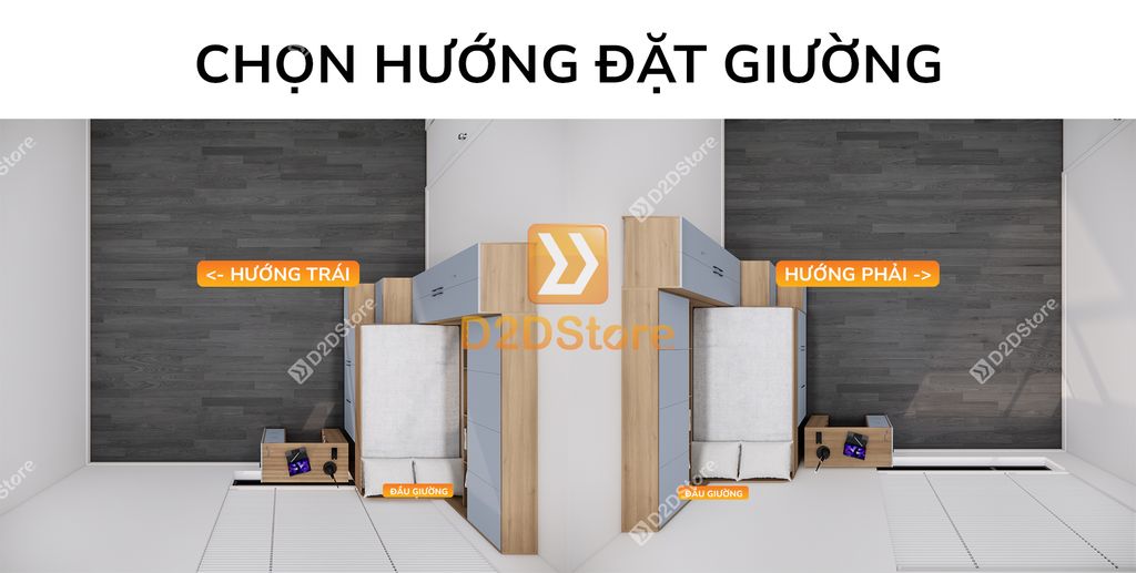 Giường ngủ kết hợp bàn học tủ áo GDN.BT03