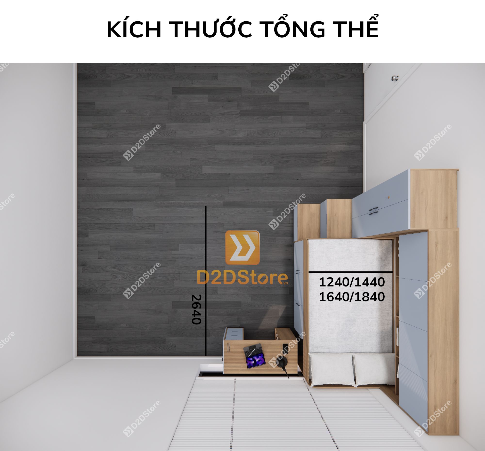  Giường ngủ kết hợp bàn học tủ áo GDN.BT03 