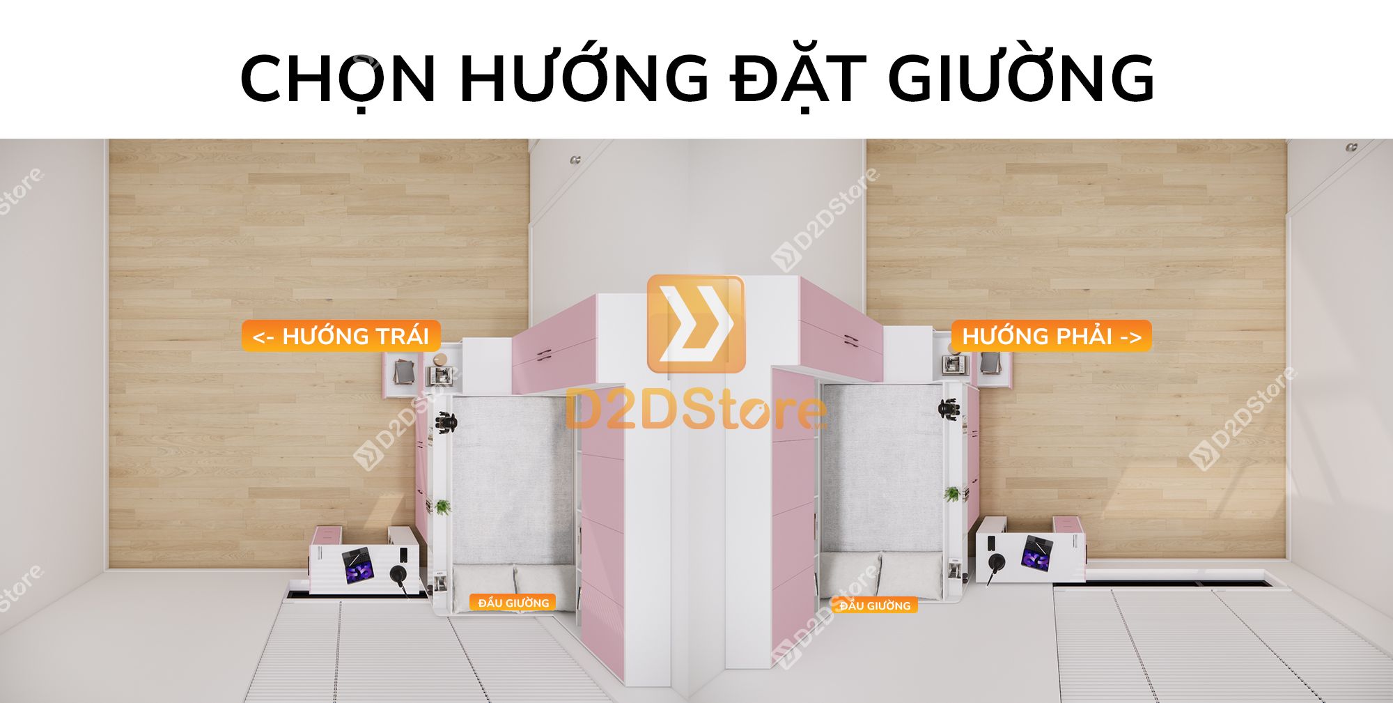  Giường ngủ kết hợp bàn học tủ áo GDN.BT05 