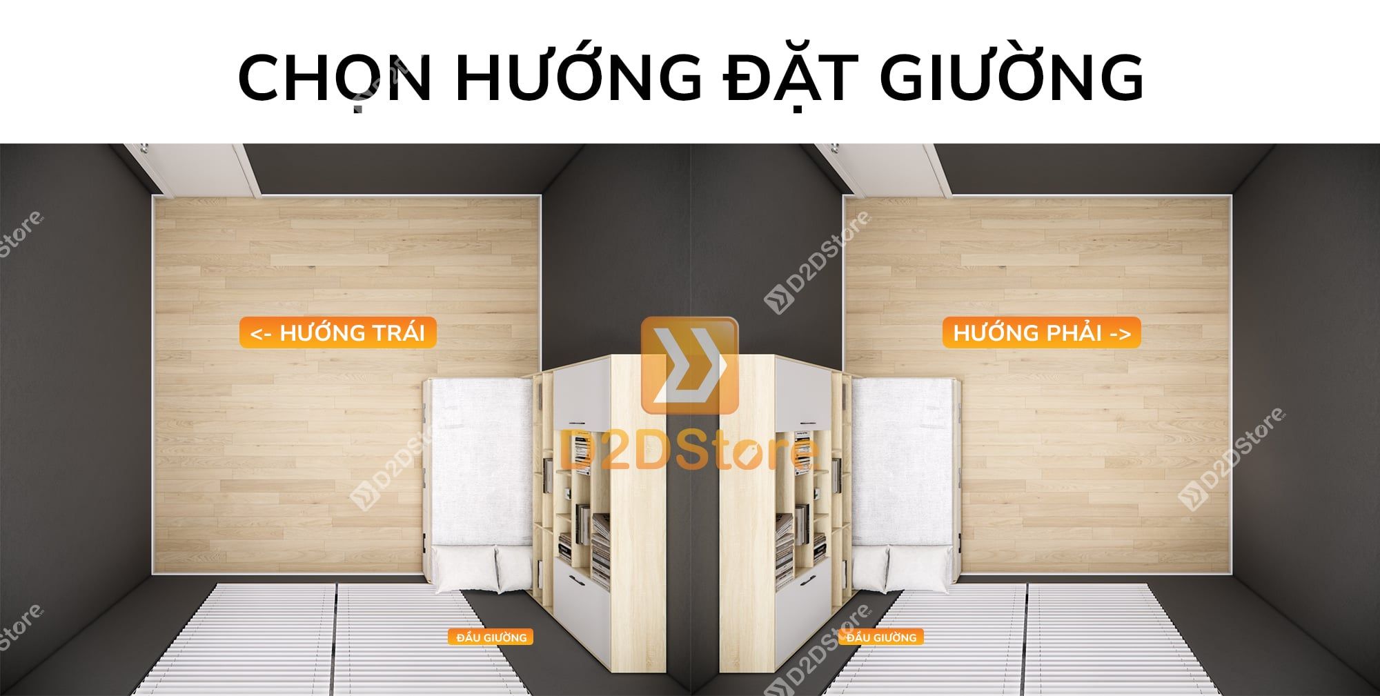  Giường ngủ kết hợp tủ kệ sách GDN.KS01 