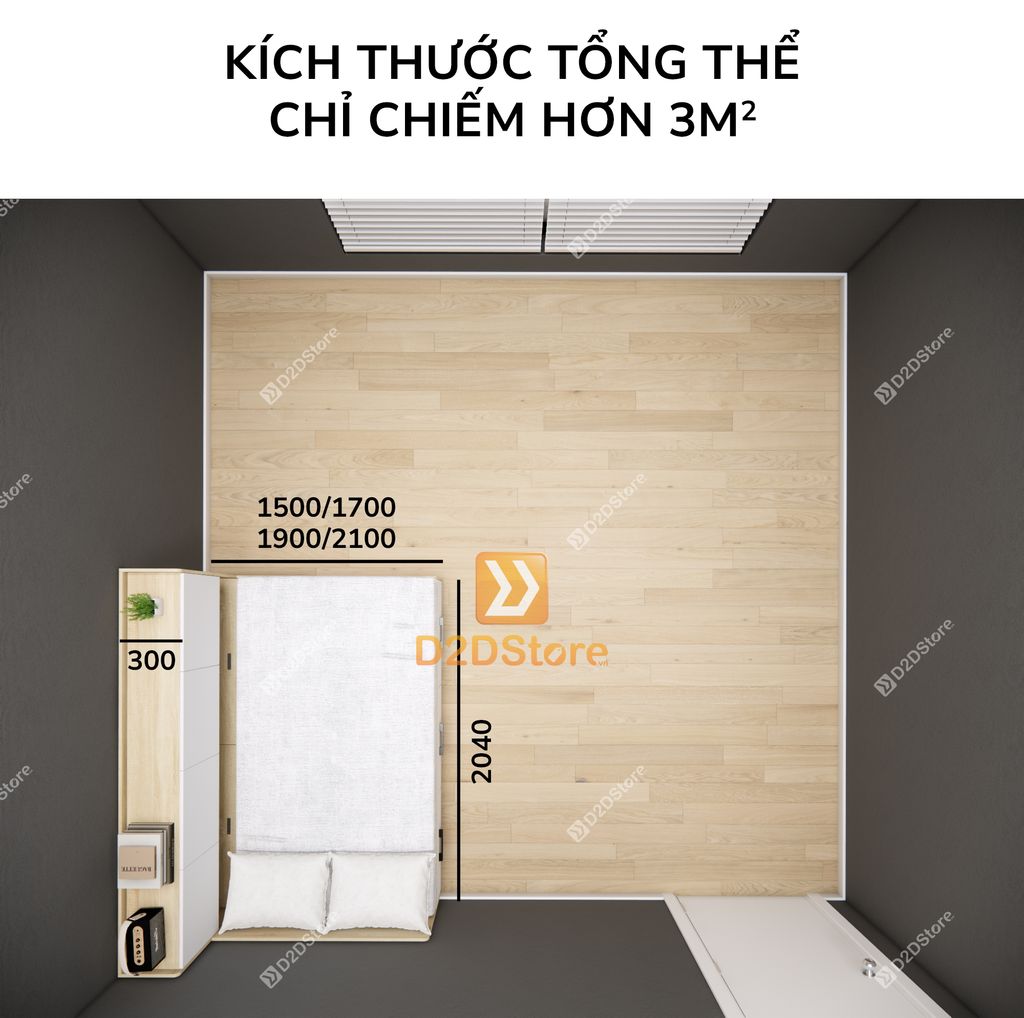 Giường ngủ kết hợp tủ kệ sách GDN.KS03