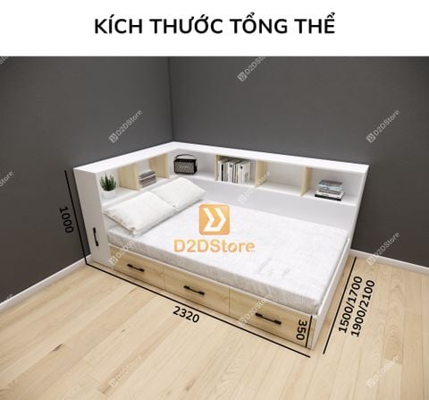 Giường ngủ kết hợp tủ kệ sách GDN.KS04