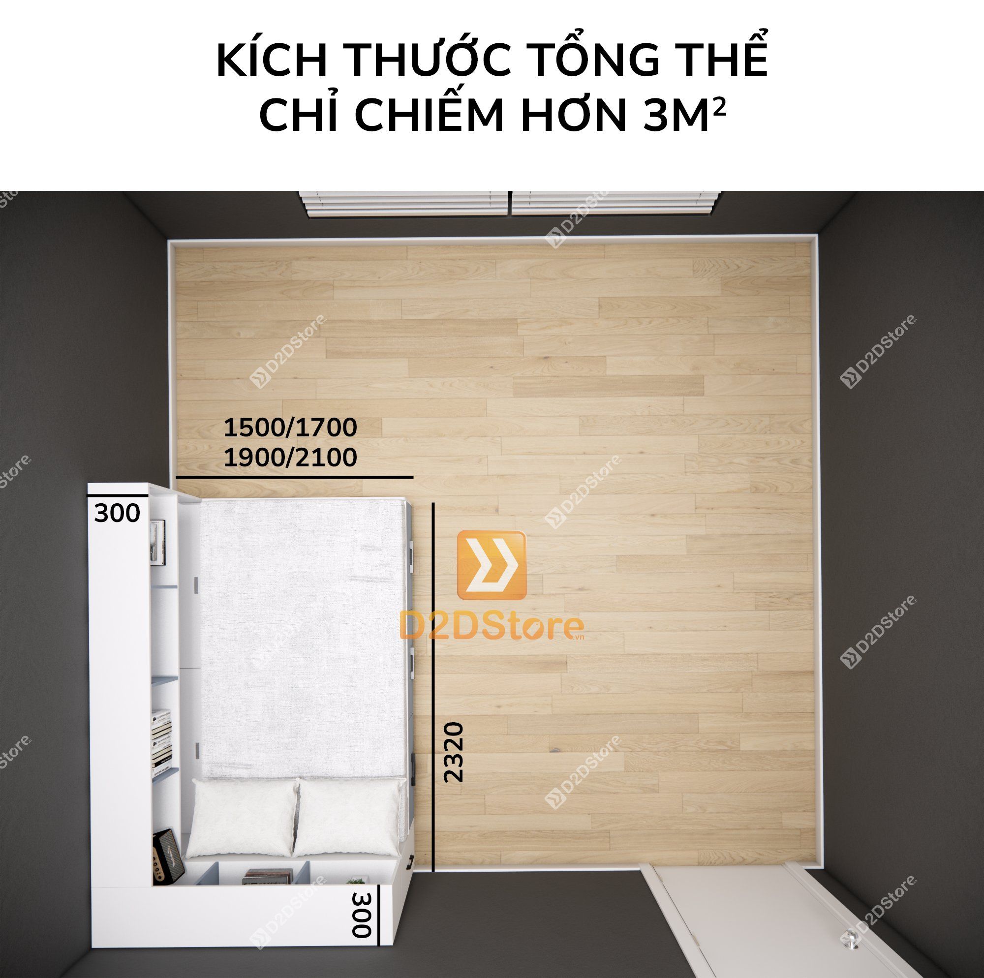  Giường ngủ kết hợp tủ kệ sách GDN.KS04 