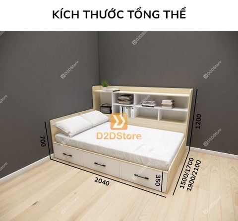 Giường ngủ kết hợp tủ kệ sách GDN.KS05