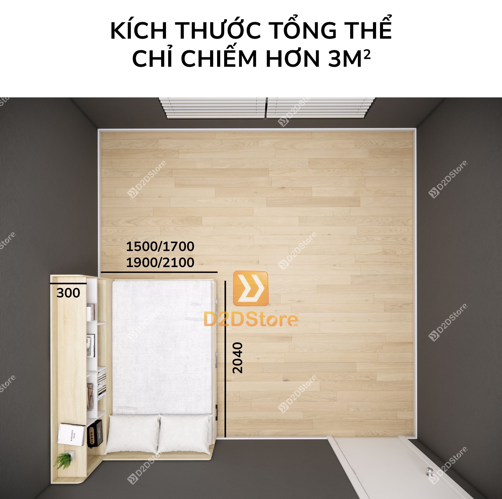  Giường ngủ kết hợp tủ kệ sách GDN.KS05 