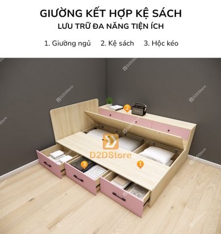 Giường ngủ kết hợp tủ kệ sách GDN.KS06