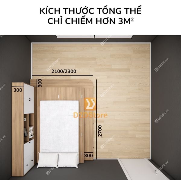 Giường ngủ kết hợp tủ kệ sách GDN.KS07