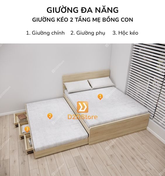 Giường kéo 2 tầng mẹ bồng con GDN.MC06