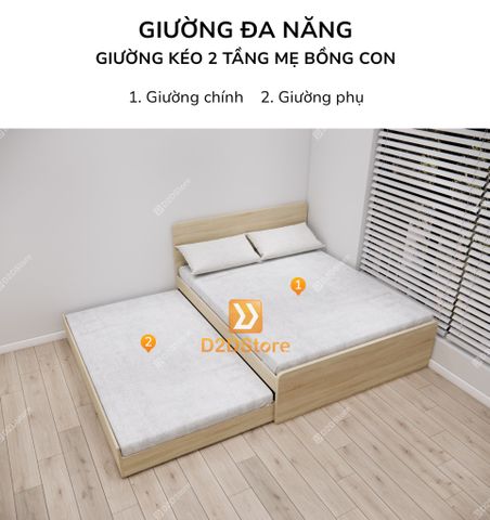 Giường kéo 2 tầng mẹ bồng con nhiều kích thước mã BC.GMC02